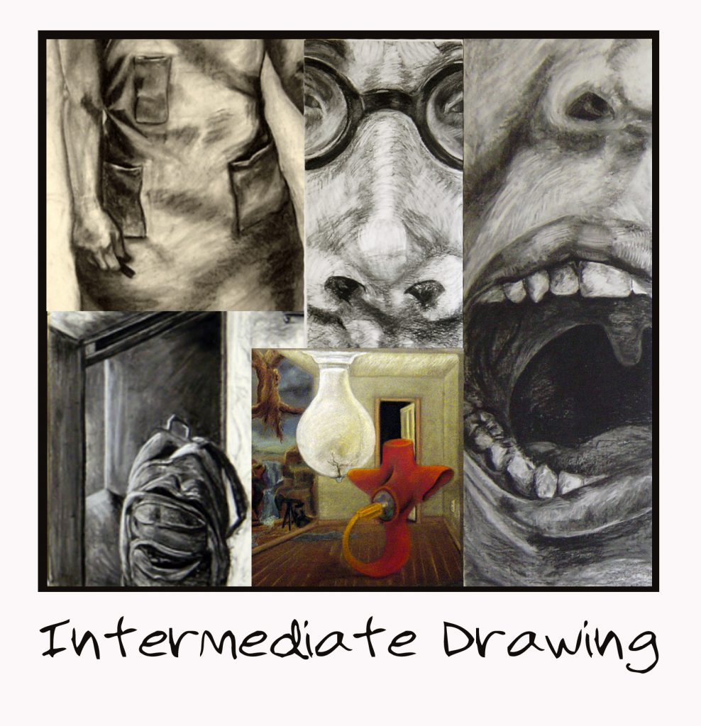 Intermediate drawing image collage of April Hoff's college drawings.